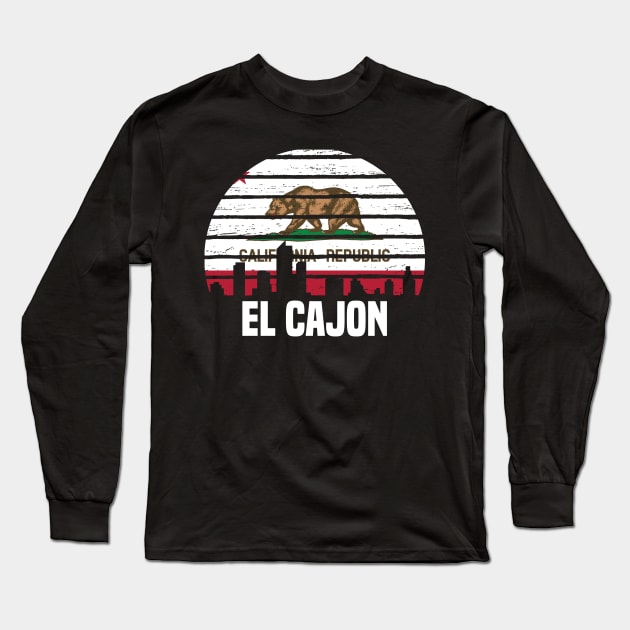 El Cajon California CA Group City Silhouette Flag Long Sleeve T-Shirt by jkshirts